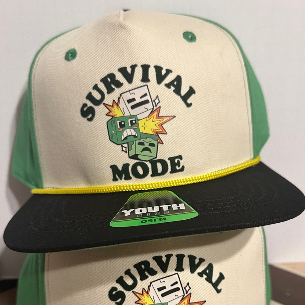 Youth Survival Mode Green and Black Hat